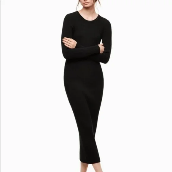 aritzia black sweater dress Wilfred Free Womens M Long Sleeve Asymmetric Cowl Wilfred alchemy